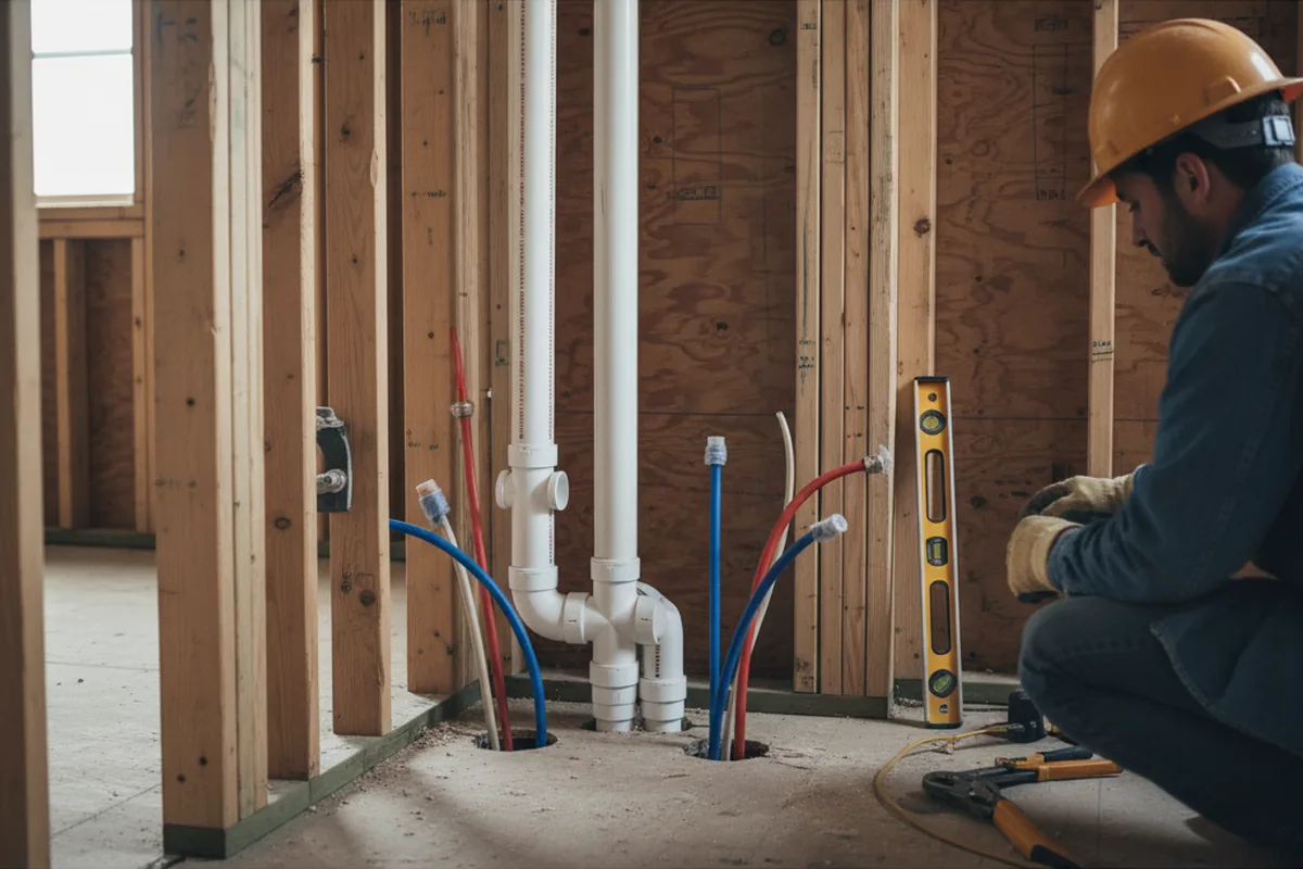 Drain and supply rough-in during Sump Pump Repair in Gunnison